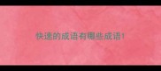 快速的成语有哪些成语
