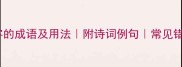 10个带继字的成语及用法附诗词例句常见错误避坑指南
