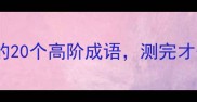 成语接龙大挑战苦心积累的20个高阶成语测完才知道你的大脑有多灵活