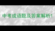 中考成语题及答案解析