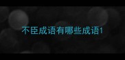 不臣成语有哪些成语
