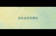 铅的成语有哪些