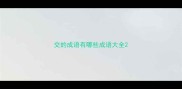 交的成语有哪些成语大全