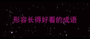 形容长得好看的成语