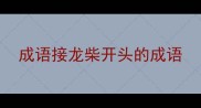 成语接龙柴开头的成语