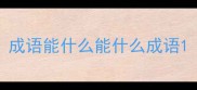 成语能什么能什么成语