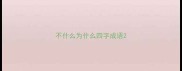 不什么为什么四字成语