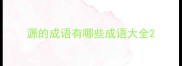 源的成语有哪些成语大全