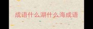 成语什么湖什么海成语