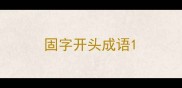 固字开头成语