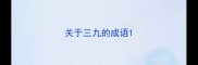 关于三九的成语
