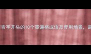 雪天必看用雪字开头的10个高逼格成语及使用场景最后一个绝了