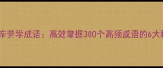不辞辛劳学成语高效掌握300个高频成语的6大秘诀