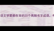 书字成语全攻略语文学霸都在背的20个高频书字成语考试作文直接封神