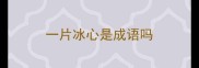 一片冰心是成语吗