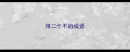 用二个不的成语