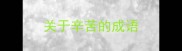 关于辛苦的成语