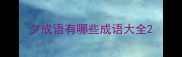 夕成语有哪些成语大全