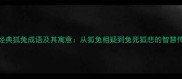 8个经典狐兔成语及其寓意从狐兔相疑到兔死狐悲的智慧传承