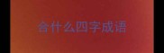 合什么四字成语