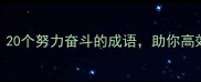 逆袭人生必备20个努力奋斗的成语助你高效成长不迷茫