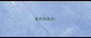 素养的成语