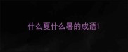 什么夏什么暑的成语