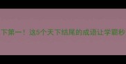 囊中取物天下第一这5个天下结尾的成语让学霸秒变语言王者