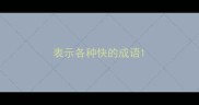 表示各种快的成语