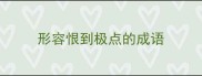 形容恨到极点的成语