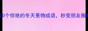 冬日诗意20个惊艳的冬天景物成语秒变朋友圈高光文案
