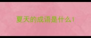 夏天的成语是什么