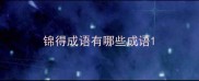 锦得成语有哪些成语