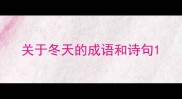 关于冬天的成语和诗句