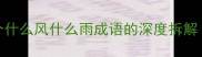 人生如逆旅风雨见真情10个什么风什么雨成语的深度拆解附职场情感学习场景应用