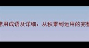 100个常用成语及详细从积累到运用的完整指南
