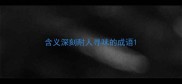 含义深刻耐人寻味的成语