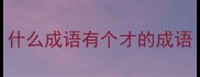 什么成语有个才的成语