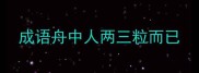 成语舟中人两三粒而已