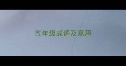 五年级成语及意思