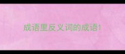 成语里反义词的成语
