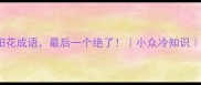 20个太阳花成语最后一个绝了小众冷知识收录必看