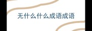 无什么什么成语成语