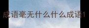 成语毫无什么什么成语