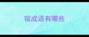 宿成语有哪些