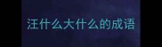 汪什么大什么的成语