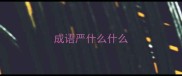 成语严什么什么