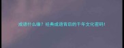 成语什么缘经典成语背后的千年文化密码
