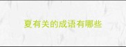 夏有关的成语有哪些