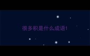 很多积是什么成语